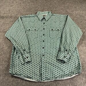Walls Ranch Wear Shirt Mens XL Green Western Snap Front Geometric Sawtooth Print